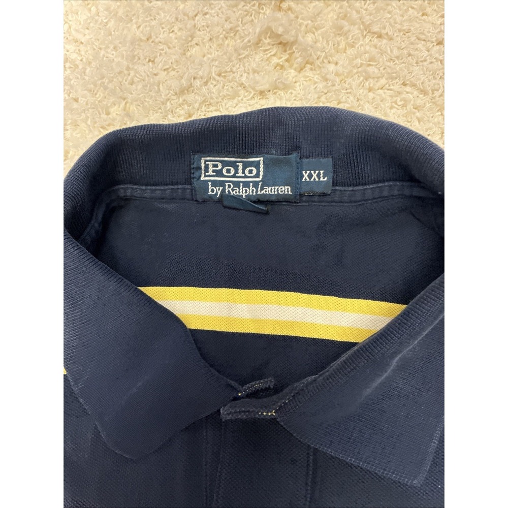 Polo Ralph Lauren Mens Polo Shirt Short Sleeve Navy/Yellow Striped Size XXL - Picture 5 of 10